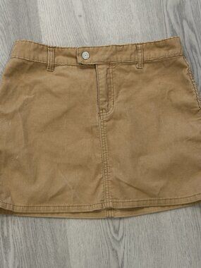 Y2K Gap Jeans Khaki Corduroy Mini Skirt Size 2 Tan A-Line Button Front